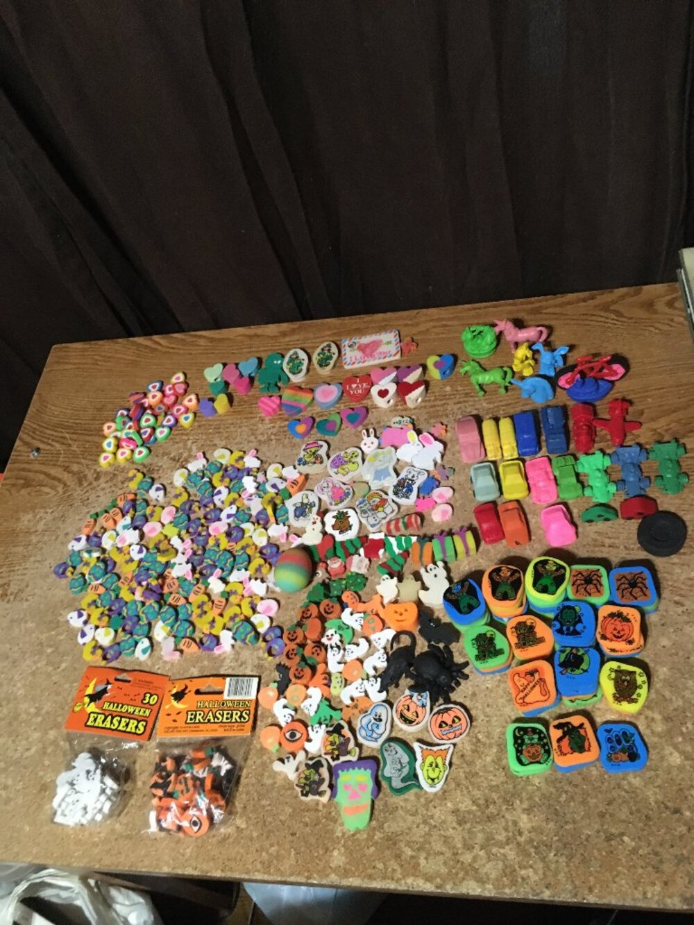 LOT OF 400+ HALLOWEEN ERASERS GHOST WITCH DRACULA EASTER VALENTINES RACE CARS